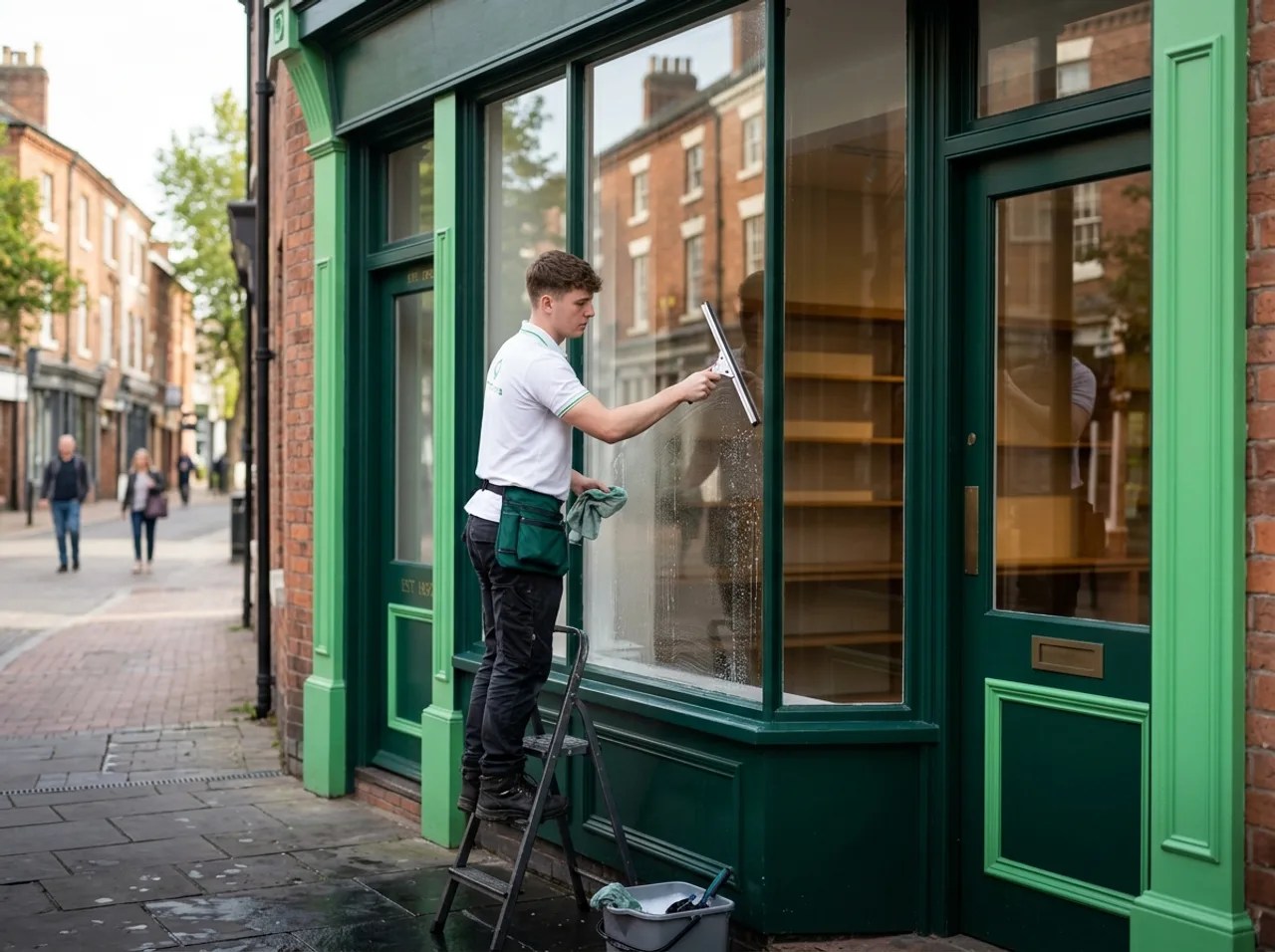 High-reach window cleaning